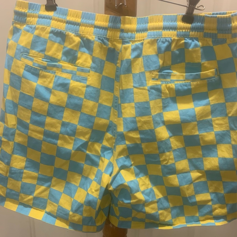 Forever 21 checkered shorts yellow / blue XL - Picture 4 of 4